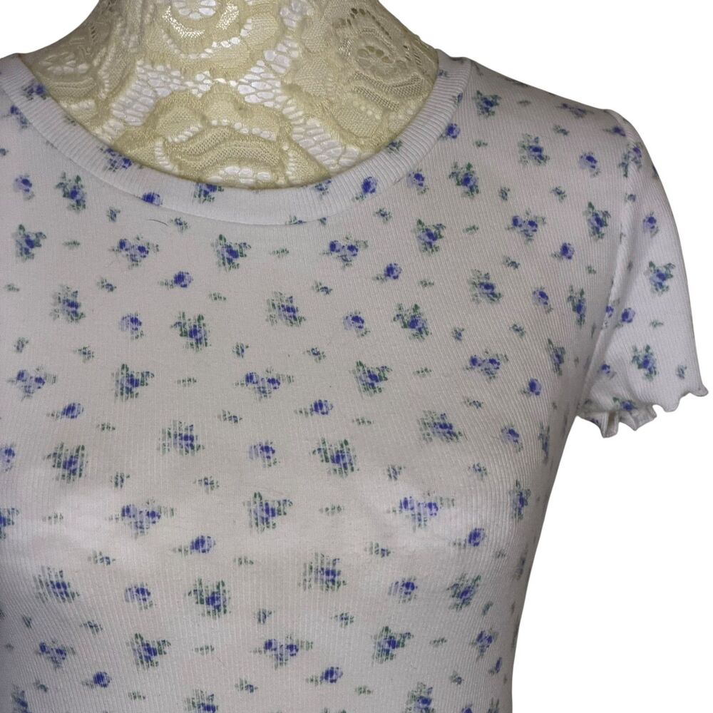 Aeropostale Seriously Soft Shrunken Tee T Shirt Top Blouse Crop Ditsy Floral XS - Picture 2 of 6